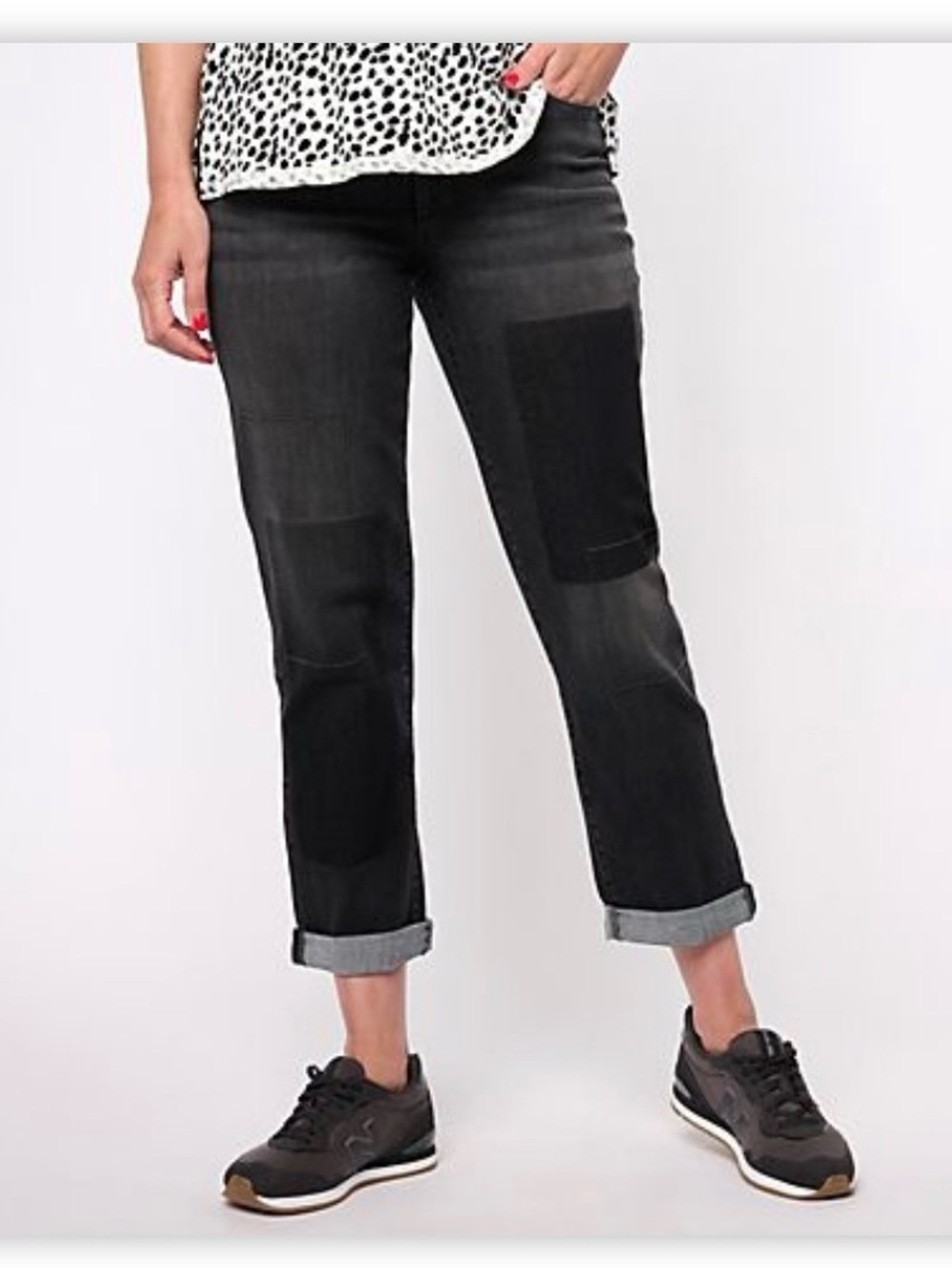 LOGO by Lori Goldstein Regular Shadow Patch Boyfriend Jeans Sz 8